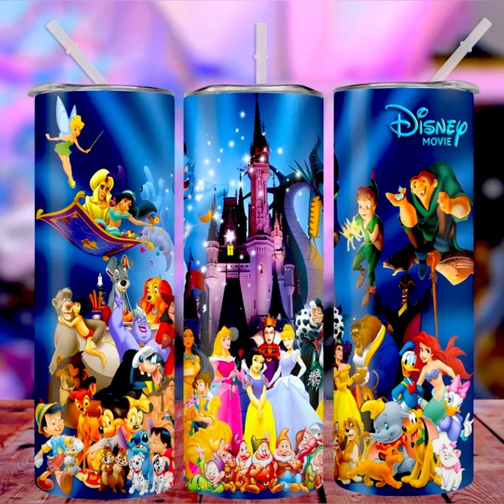 Disney Movie Themed 20oz Tumbler with Straw and Straw Covers! - Picture 1 of 8